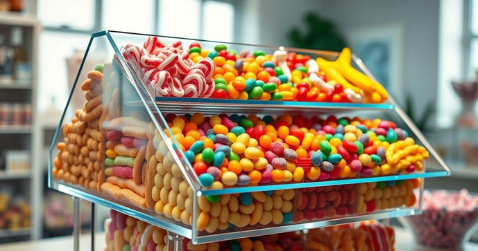 Expositor acr&iacute;lico para doces: Organize com Estilo